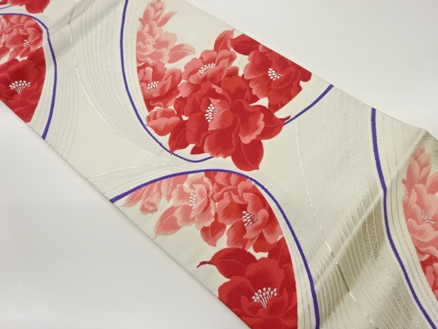 JAPANESE FUKURO OBI / WOVEN PEONY